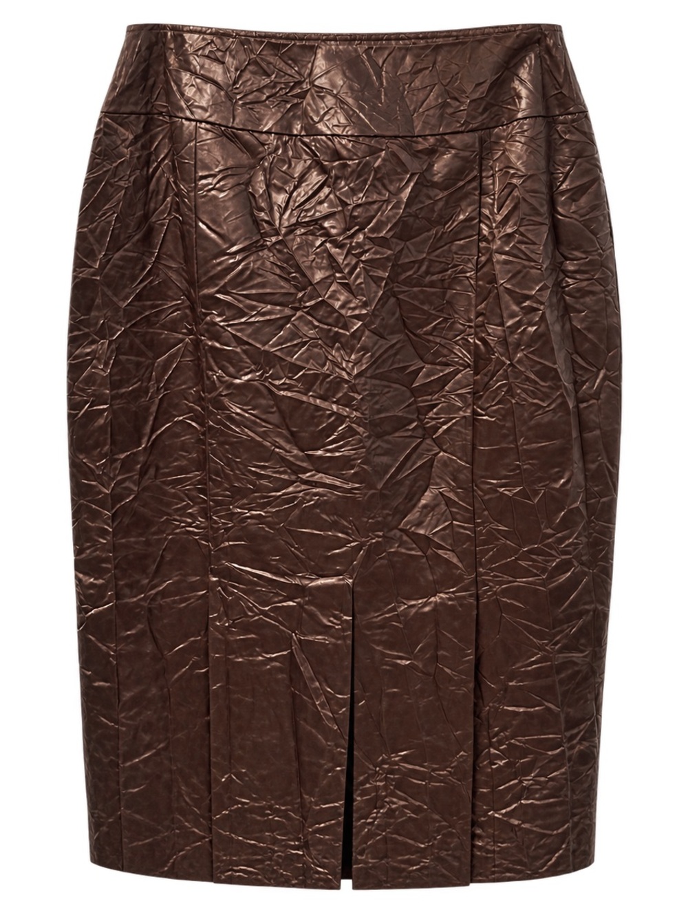 Lafayette 148 Size 6 Smoke Brown Crinkle Satin Pencil Skirt - Picture 4 of 4